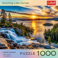 Puzzle - Apus de soare uimitor la lac, 1000 piese