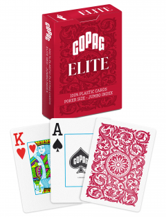 Carti de joc - Copag Elite 100% Plastic Playing Cards - Poker Size Jumbo Index - Red