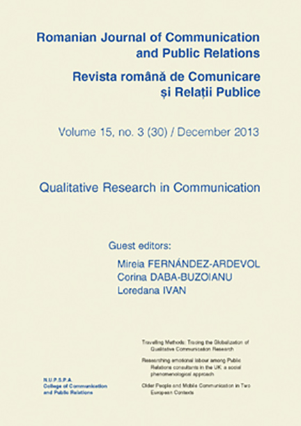 Romanian Journal of Communication and Public Relations / Revista romana de comunicare si relatii publice - nr. 30 / 2013