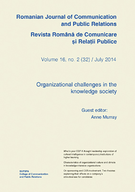 Romanian Journal of Communication and Public Relations / Revista romana de comunicare si relatii publice - nr. 32 / 2014
