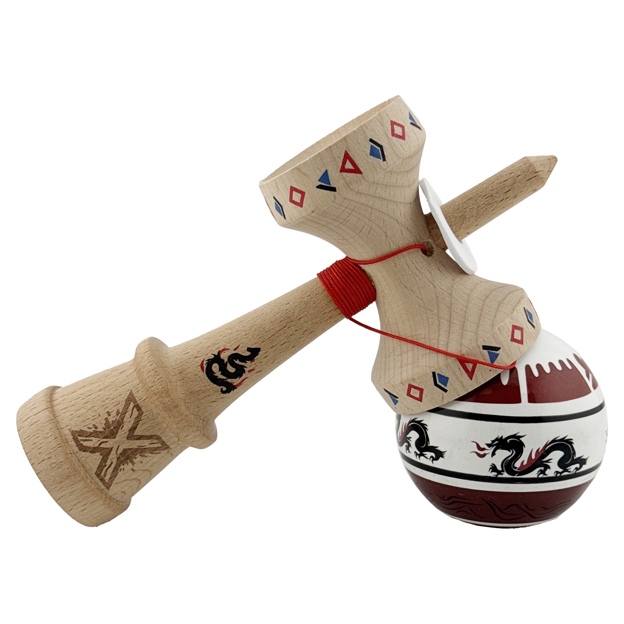 Jucarie de indemanare - Kendama X Dragon, Rosu inchis/Alb - X