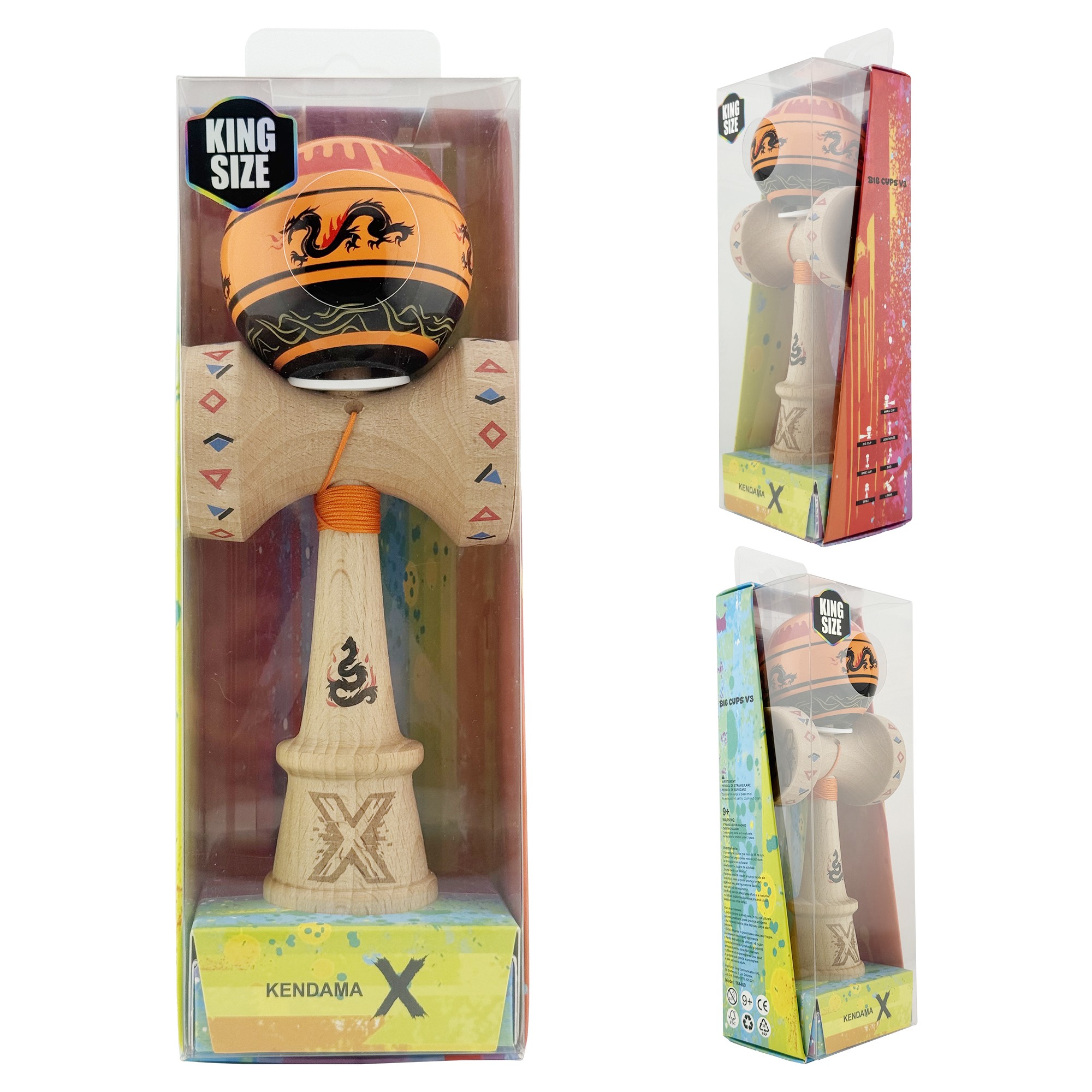 Jucarie de indemanare - Kendama X Dragon, Portocaliu/Negru - X
