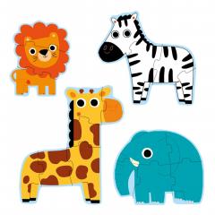 Set 4 puzzle-uri progresive - Animale in jungla, 18 piese