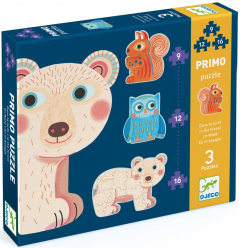 Set 3 puzzle-uri progresive - Animale in padure, 37 piese