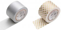 Banda adeziva decorativa - Stripe Silver/ Dot Gold - 2 bucati