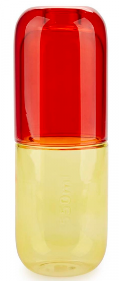 Set sticla 550 ml si pahar - Pill - Rosu