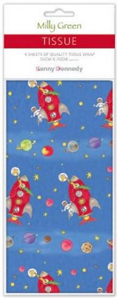 Hartie de impachetat Milly Green Space Rocket