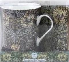 Cana portelan si coaster in cutie cadou - William Morris Floral China Mug & Coaster Lesser & Pavey