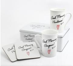 Set 2 cani si 2 suporturi in cutie metalica - Good Morning | Lesser & Pavey