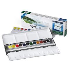 Set 12 culori Aquafine in cutie metalica