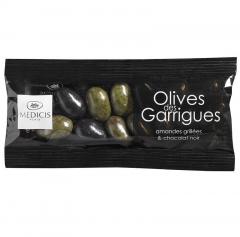 Migdale prajite in ciocolata neagra - Olives des Garrigues, 50g