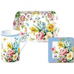 Katie Alice - 'English Garden' Time for Tea Mug, Coaster & Tray Gift Set