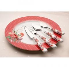 Katie Alice Scarlet Posy Shabby Chic 16 Piece Porcelain Handed Cutlery Set