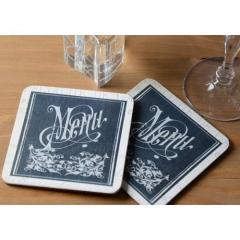 'Menu Du Jour' Cork Backed Coasters