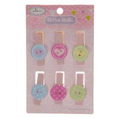 Set 6 carlige Button Polka Dot & Heart