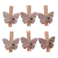 Set 6 carlige cu fluturi din ziar 3D