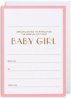 Set 10 felicitari - Baby Girl Announcement