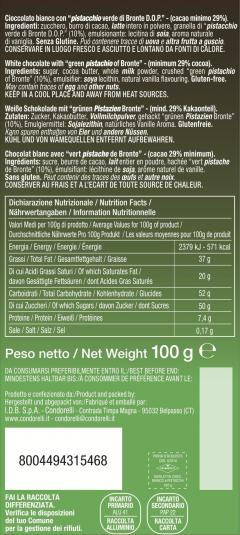 Tableta de ciocolata alba cu fistic, 100 g