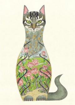 Felicitare - Cat in a Rose Garden The DM Collection