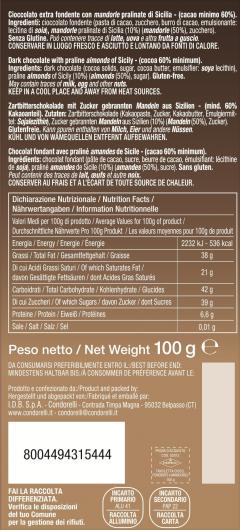 Tableta de ciocolata neagra extra fondante cu migdale, 100 g
