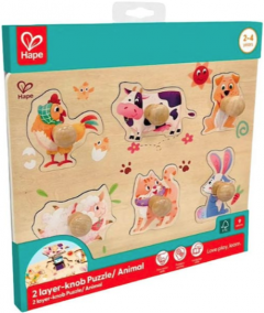 Puzzle din lemn in straturi – Animale, 9 piese