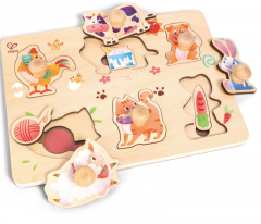 Puzzle din lemn in straturi – Animale, 9 piese