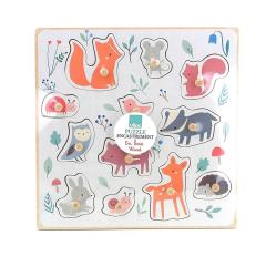 Puzzle din lemn - Forest animals peg puzzle - Sarah Betz