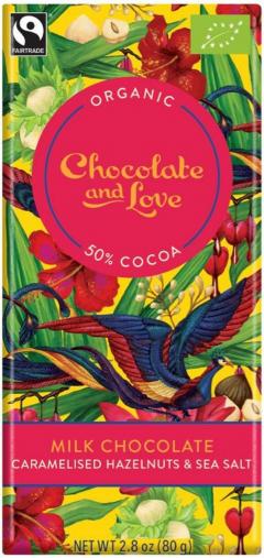 Ciocolata cu lapte - Chocolate and Love Milk with Caramelised Hazelnuts & Sea Salt 80g