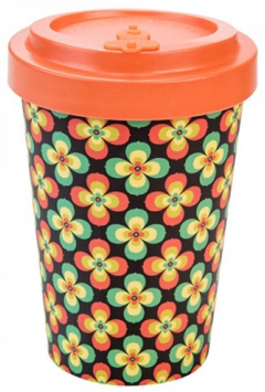 Cana de voiaj - Medium - Retro Flowers - Orange