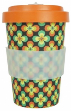 Cana de voiaj - Medium - Retro Flowers - Orange