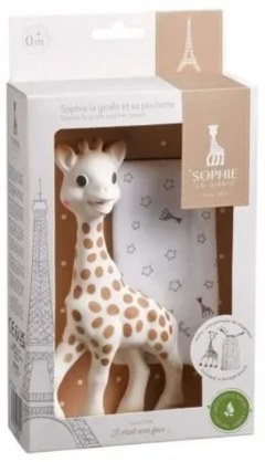 Set cadou jucarie + saculet de transport - Girafa Sophie