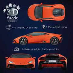 Puzzle 3D - Lamborghini Huracan Evo Portocaliu