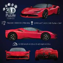 Puzzle 3D - Iconics - Ferrari SF90 Stradale, 108 piese
