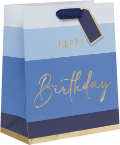 Punga cadou - Happy Birthday Stripe Blue - Large