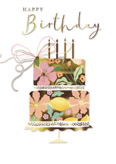 Felicitare - Floral Patterned - Birthday Cake