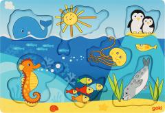 Puzzle din lemn - Animale marine, 7 piese