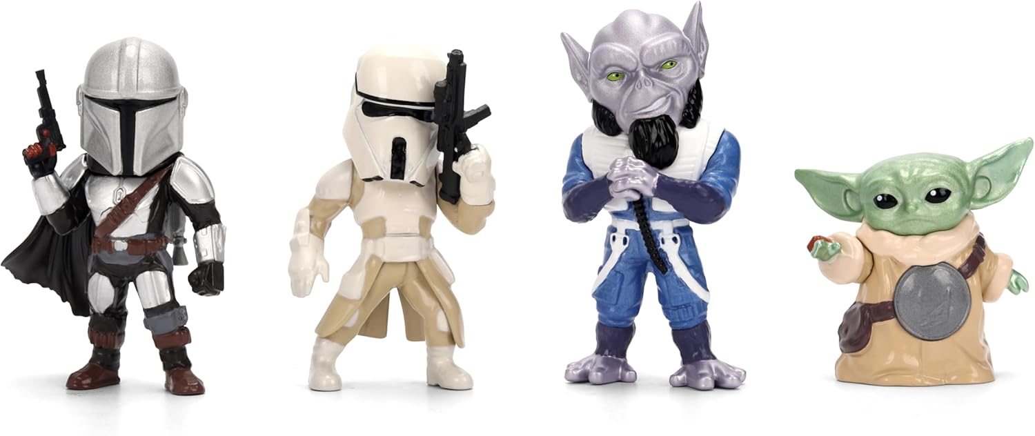 Set 4 figurine - Metalfigs - Star Wars The Mandalorian and Grogu
