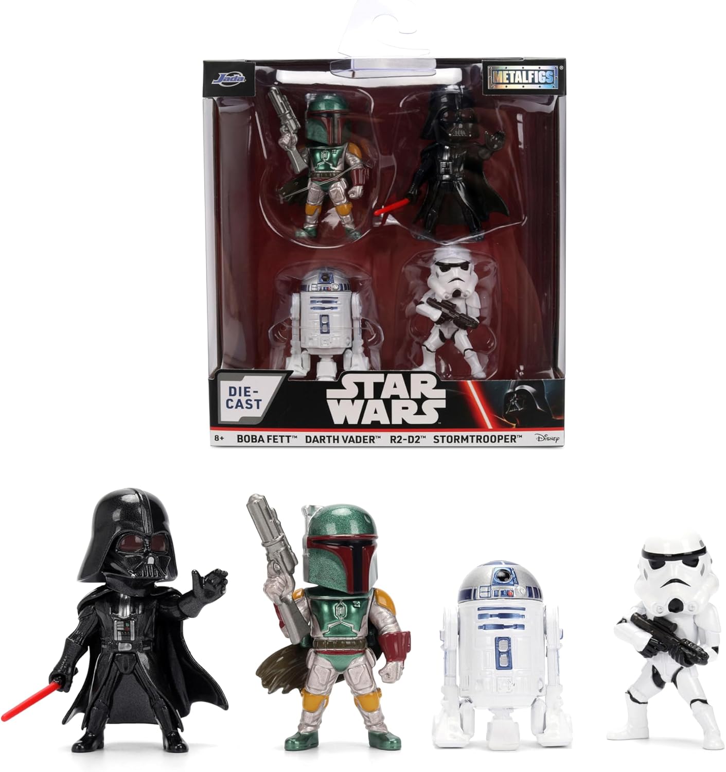 Set 4 figurine - Metalfigs - Star Wars: Boba Feet, Darth Vader, R2