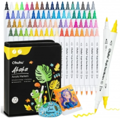 Set 72 markere acrilice - Akaka - Brush & Fine