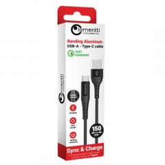 Cablu incarcare - Lemontti - USB-A la Type-C, Fast Charge, 1.5m - Negru
