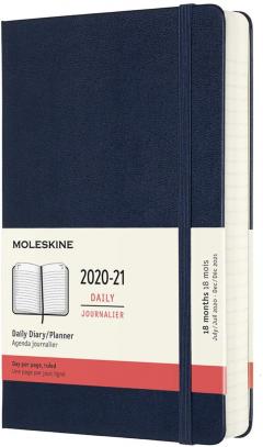 Agenda 2021 - 18-Month Daily Planner - Large, Hard Cover - Sapphire Blue