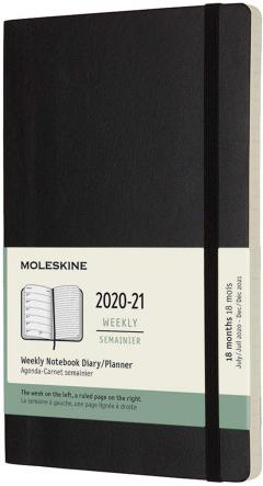 Agenda 2020-2021 - Moleskine 18-Month Weekly Notebook Planner - Black, Large, Soft Cover