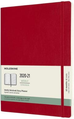 Agenda 2020-2021 - Moleskine 18-Month Weekly Notebook Planner - Scarlet Red, X-Large, Soft Cover
