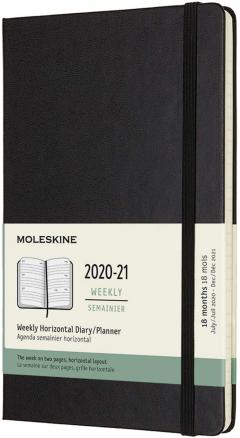 Agenda 2020-2021 - Moleskine 18-Month Weekly Horizontal Planner - Black, Large, Hard Cover