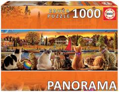 Puzzle 1000 piese - Panorma - Cats in the Quay