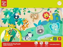 Puzzle din lemn - Wild Animals Peg Puzzle