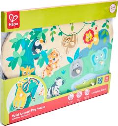 Puzzle din lemn - Wild Animals Peg Puzzle