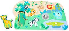 Puzzle din lemn - Wild Animals Peg Puzzle