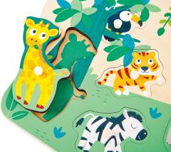 Puzzle din lemn - Wild Animals Peg Puzzle
