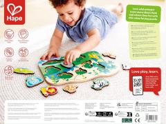 Puzzle din lemn - Wild Animals Peg Puzzle